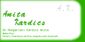 anita kardics business card